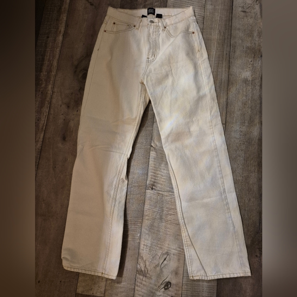BDG Jeans Womens 28 White Cowboy Jean Straight Leg Mid-Rise Denim Western